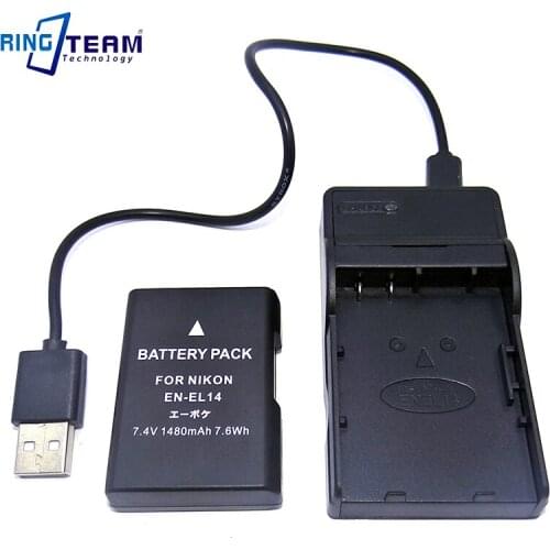 2-In-1) EN-EL14 Battery & USB Charger for Nikon Coolpix P7800 P7700 P7100 P7000 D5500 D3200 D3300 D5100 D3100 & Df DSLR Cameras