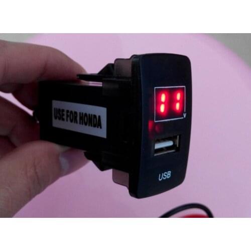 5V 2.1A output USB Socket Power Adapter Car Charger Smartphone Voltmeter For H/onda