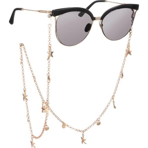 70cm Starfish Shell Sunglasses Chains Pearls Rhinestones Eyeglass Cord Holder Lanyard Necklace Glasses Beaded Neck Strap Rope