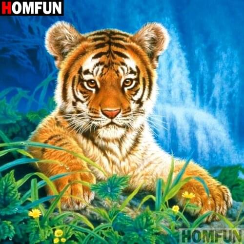 Homfun Full Square/Round Drill 5D DIY Diamond Painting "Animal tiger" 3D Embroidery Cross Stitch Home Decor Gift A12526