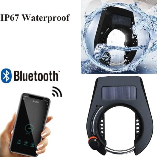 Auto-Alarm Anti-theft APP BT Bike Lock Outdoor Waterproof IP67 Solar Panel Rechargeable 5V Micro USB Security Mini Locks