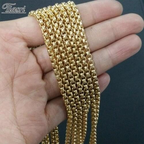 Tiasri 3mm Box Chain 316L High Quality Stainless Steel Necklaces For Men Women Collar Choker Friends Gift Wholesale Punk Style