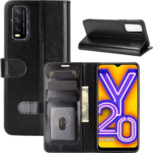 V2029 Case for Vivo Y20 (2020) 6.5in Cover Wallet Card Stent Book Style Faux Leather Flip Protect Black 2029 Y 20 vivoY20 20Y