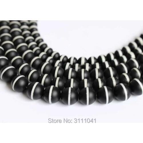 Black white veins agate 6-10mm round 15" for DIY jewelry making loose beads FPPJ wholesale beads nature gem stone