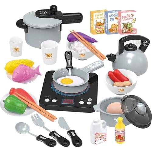 Childrens Kitchen Simulation Induction Cooker Appliance Series Play House Electric Kitchen Toy Set Light Music Toys for Girls