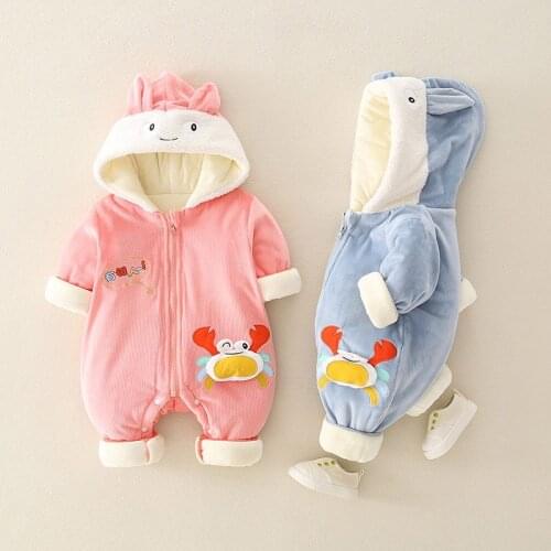Unisex Baby Rompers Boys Girls Hooded Winter Jumpsuit Soft Cute Cartoon Coats Newborn Infant Bodysuits Clothes Overalls