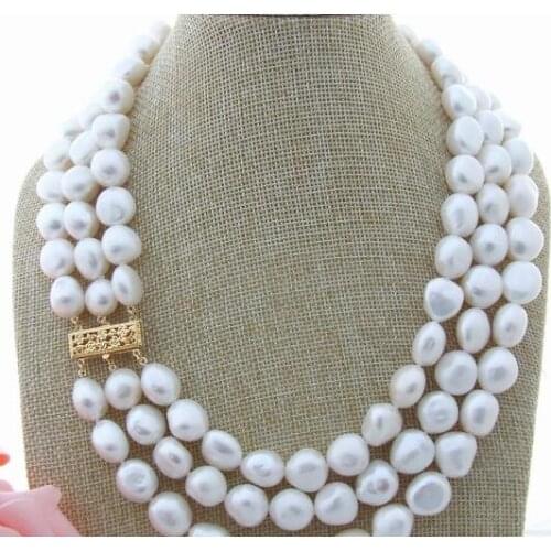 FC123110 17-19" 9-10mm AA White Baroque Pearl Necklace