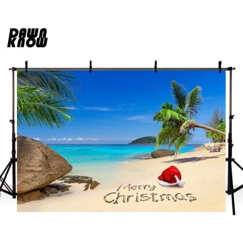 DAWNKNOW Seaside Christmas Sand Photography Background Backdrop Children Family Celebrations Event Photocall Customize lv1139