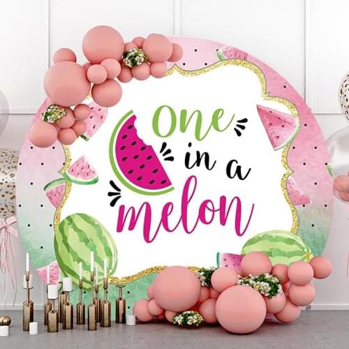 DAWNKNOW Round Circle Photography Background Backdrop Watermelon Children Kids Birthday Party Decoration Photo Live Studio