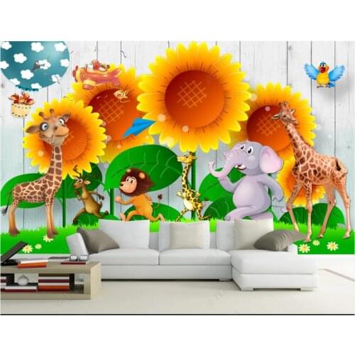 Custom photo wallpaper for walls 3 d murals Beautiful sunflower cartoon animal childrens room background wall papers home decor