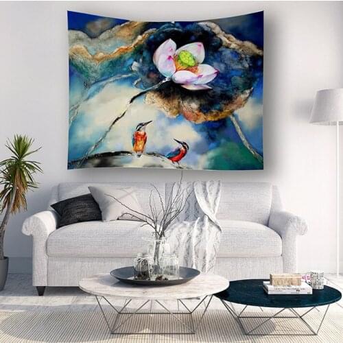 Lotus Tapestry Flower Wall Hanging Yoga Beach Mat Room Carpet Dorm Tapestries Art Wall Cloth Tapestries150x130cm / 150x100cm