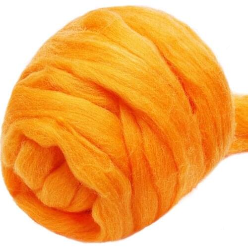 Imzay 3.53oz Wool Roving Yarn, 100% Pure Wool, Chunky Yarn, Spinning Wool Roving for Needle Felting Wet Felting DIY（orange