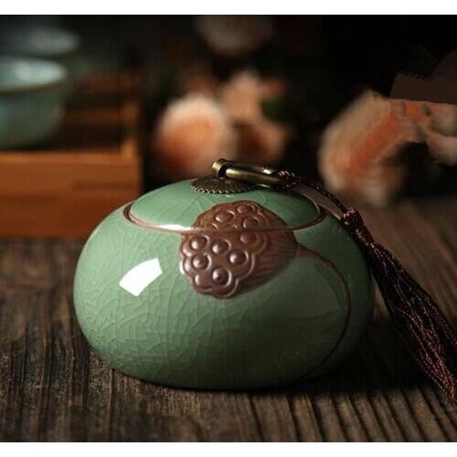Ice Crack China Tea Caddy Pretty Tea Pot Storage Canister Ceramic Tea Jar Box