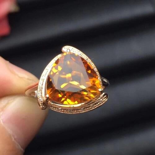 Citrine Ring 18K Gold AU750 Triangle About 10.7mm Natural Citrine Gemstones Rings for Female Anniversary Gift Fine Rings