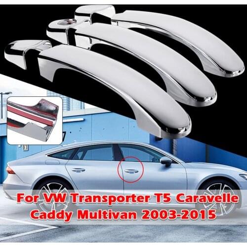 6x Chrome 3 Door Handle Cover Trim Set For VW Transporter T5 Caravelle Caddy Multivan 03-09