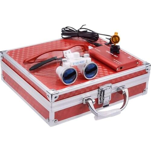 2.5X Magnifiers Dental Loupe with 3w LED Headlight Package with Aluminium