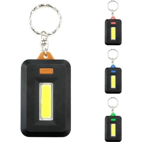 Mini Portable COB LED Flashlight Keychain Torch Emergency Camping Flash Light Mode Lamp Pocket Lantern 3 Modes Use 3 AAA Battery