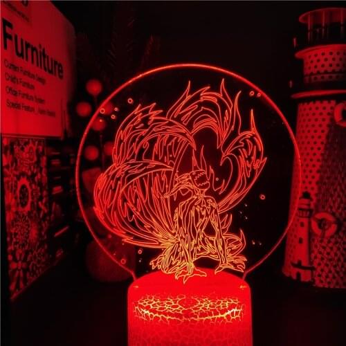 Nartuo Kyuubi Power 3D ANIME LAMP Led Night Lights Color Changing Naruto Shippuden Bandai lampara For Home Decor