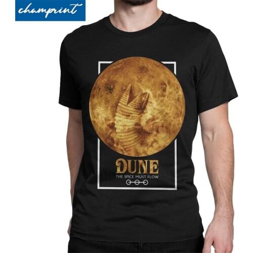 Dune The Spice Must Flow Sandworm Planet T-Shirt Men Arrakis Science Fiction Fashion Tees Round Collar T Shirt Summer Clothing