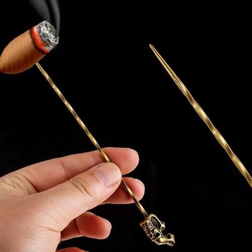 New Arrival Retro Pure Copper Engraving Cigar Drill Dredge Personality Carved Needle Cigar Knife Perfect Cigars Draw 1pc
