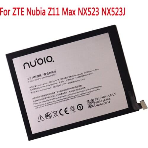 Original battery 3.8V 4000mAh Li3839T43P6h406790 For ZTE Nubia Z11 Max NX523 NX523J Battery