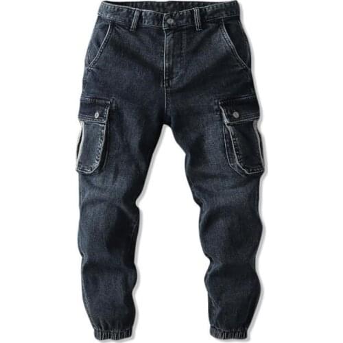 Autumn Jeans Casual Denim Pencil Pants Mens Baggy Multi-pocket Trousers Mens Men Male Bottoms Plus Size 38