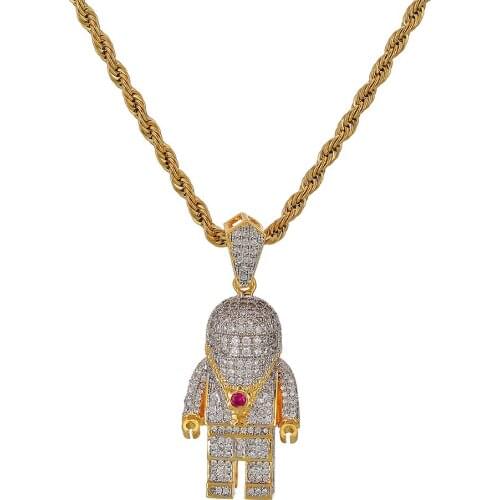 Moveon Hip Hop Two-color Spaceman Astronaut Necklace Copper Astronauts Charm Pendant Jewelry For Women Gifts Zircon AAA