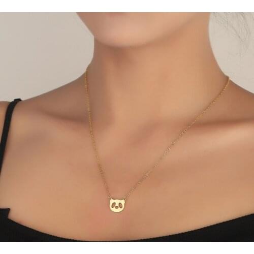 Cute Stainless Steel Panda Necklaces for Girls Women Cartoon Panda Choker Panda Lovers Jewelry Gift