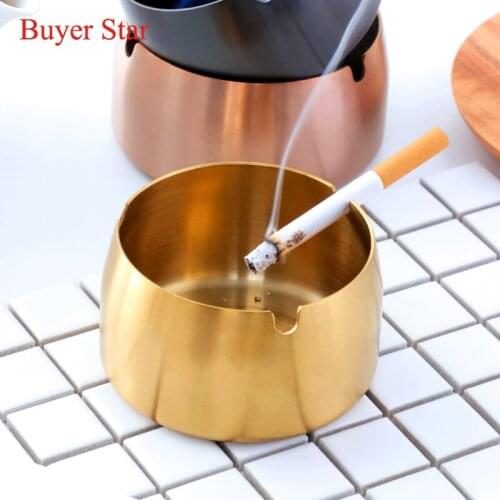 Ashtray Round Shape Ash Tray Stainless Steel High Temperature Resistant Ashtray Home Desktop Ash Holder Smoking Accessories