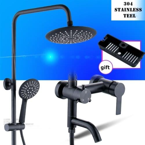 Selling Bathroom Faucet Matte Black Rain Shower Bath Faucet Wall Mounted Bathtub Shower Mixer Tap Shower Faucet Shower Set Mixer