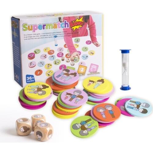 Parent-child interaction early education educational toys wooden cartoon characters card matching game cards stacking desktop ga