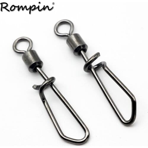 Rompin 20pcs Connector Barrel Swivels Rolling Swivels With T shape Snap Fish Fishing Tackle Fishing Swivel Pesca Accessory