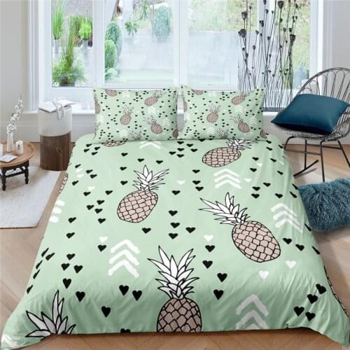 Home Textiles Luxury 3D Pineapple Print Duvet Cover Set 2/3 Pcs Pillowcase Kids Bedding Set AU/EU/UK/US Queen and King Size