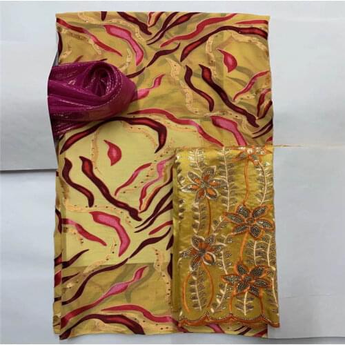 2021 Latest Fashion High Quality Embroidery Printing 3 Piece Suit Silk Fabric For Sewing Textile Material 2+3+2 Yards!LXF1.3122