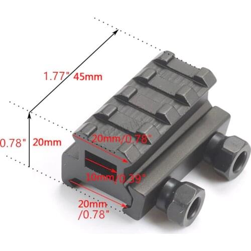 Tactical 20mm Riser Mount Adapter Bracket 4 Slot Low Riser For 20mm Picatinny/Weaver Rail Scope Gun Airgun Base