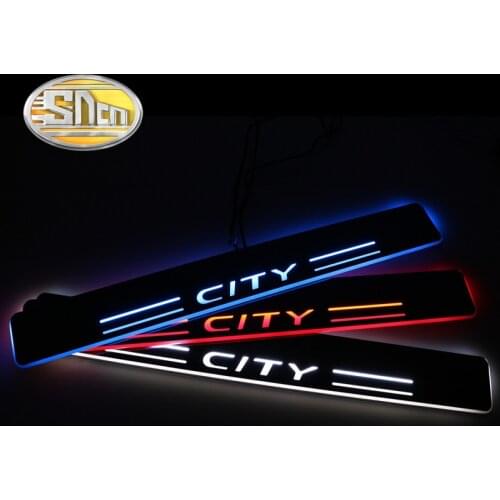 SNCN Waterproof Acrylic Moving LED Welcome Pedal Scuff Plate Pedal Door Sill Pathway Light For Honda City 2015 2016 2017 2018