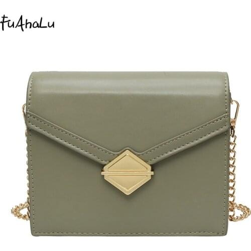 FuAhaLu 5 Colours Spring& Summer PU Shoulder bags for Women The Lock Chains Crossbody bags with Scarves for Young Girl