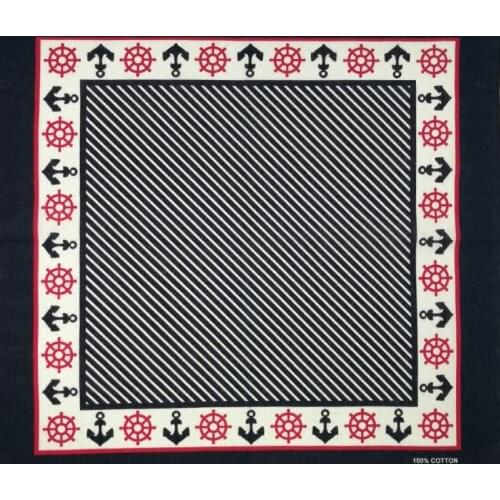 100% Cotton Frame Anchor Punk Hip Hop Headwear Kerchief Bandanas Foulard Neckerchief Square Scarf for Women/Men/Boys/Girls