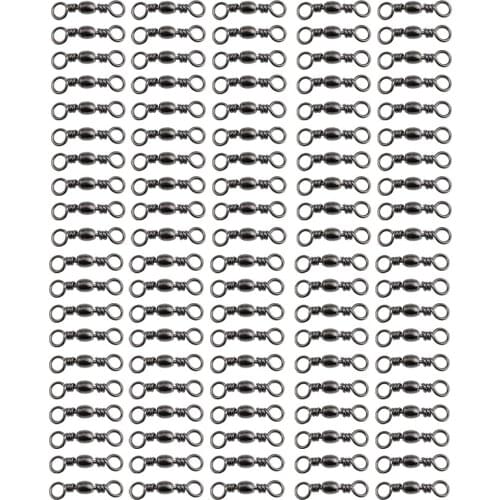 100pcs Rolling Barrel Swivel with Solid Ring Fishing Swivel Lures Connectors Replacement Tackle for Freshwater Saltwater Fishing