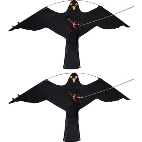 2x #2 Large Kite Scarecrow Decoy Bird Scarer Deterrent Protect Farmers Crops Outdoor Kids Toys Black Kites Windsock
