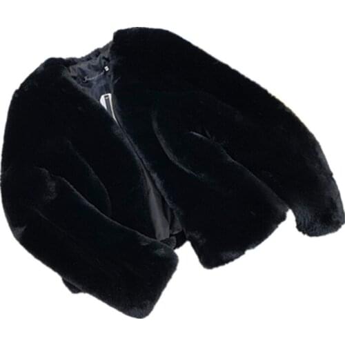 2021 womens autumn fur coat Korean winter new rex rabbit fur jacket Female thick warm Imitation fur coat Long sleeve Outerwear