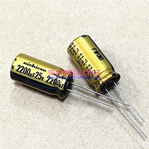 10PCS 2200uF 25V NICHICON FW Series 12.5x25mm 25V2200uF HiFi Audio Capacitor