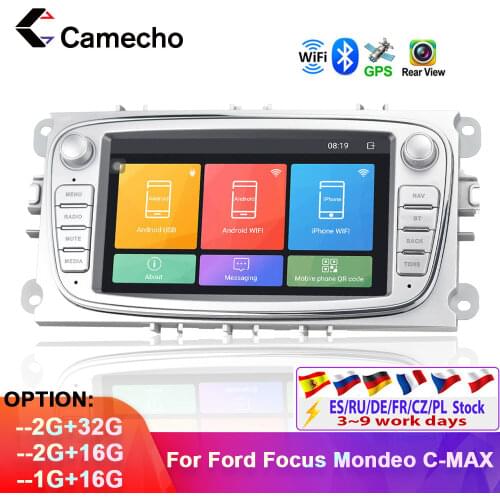 Camecho Android 8.1 Car Multimedia Player Autoradio 2din 7'' Car Radio GPS Navigation For Ford Focus 2 S Max Galaxy C-Max 2G RAM