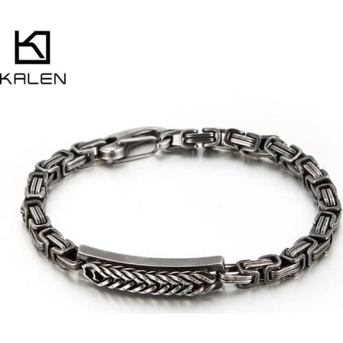 Kalen 5mm Stainless Steel Bracelet Mens Retro Punk Motorcycle Accessories Jewelry Metal Charm