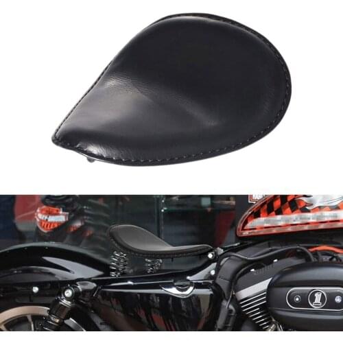 Retro Black Leather Motorcycle Solo Driver Seat for 883 Honda Sportster Bobber Chopper Custom