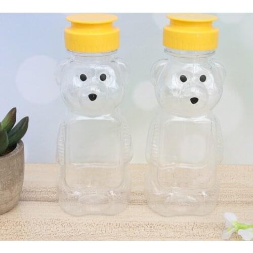 12pcs 240ml Squeeze Condiment Bottles Bear Shape Honey Sauce Mustard Jam Dispenser