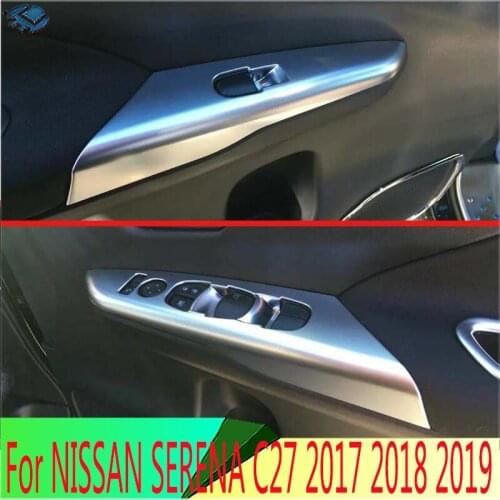 For NISSAN SERENA C27 2017 2018 2019 ABS Chrome Matte Door Window Armrest Cover Switch Panel Trim Molding Garnish