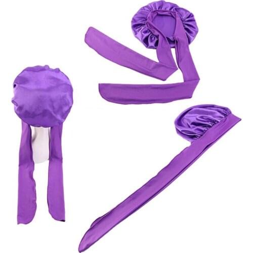 Women Silky Satin Night Sleep Cap Adjustable Wide Band Elastic Head Wrap Bonnets K3NF