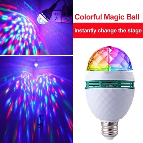 Home Neon Color Rotary Disco Ball Light E27 Crystal Lamp 3W Colorful Projection Lamp DJ KTV Bar Stage Color Change Atmosphere