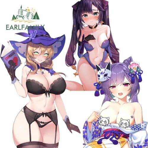 EARLFAMILY 13cm for Genshin Impact Anime Decal Creative Vinyl Car Stickers Waterproof Car Styling Bumper Surfboard Decor